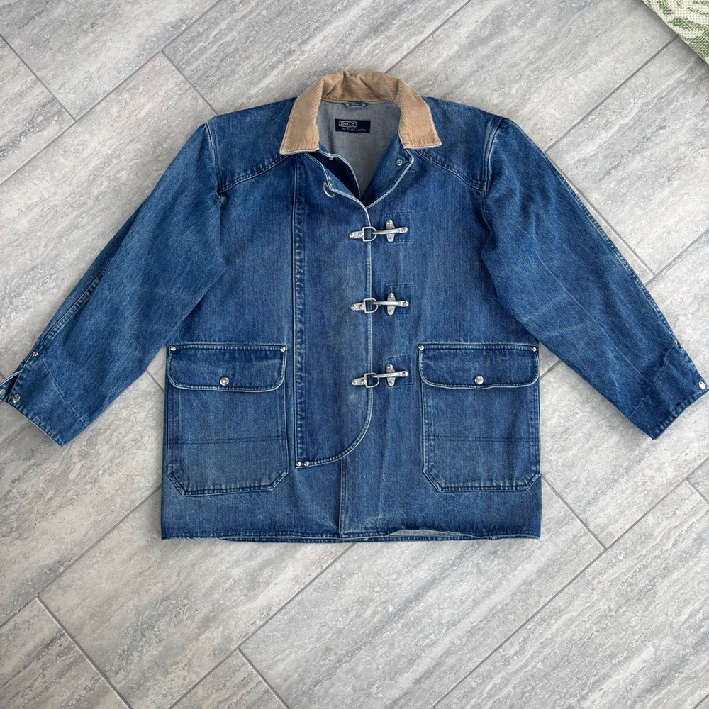 Polo‎ by Ralph Lauren Blue Jacket with Tan Collar